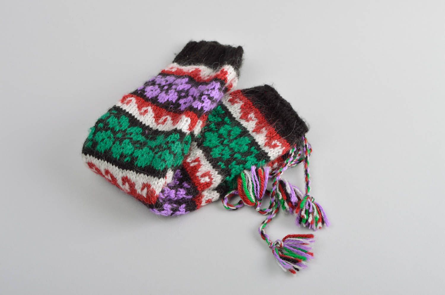 Handmade woolen socks warm patterned socks unusual winter accessories photo 4