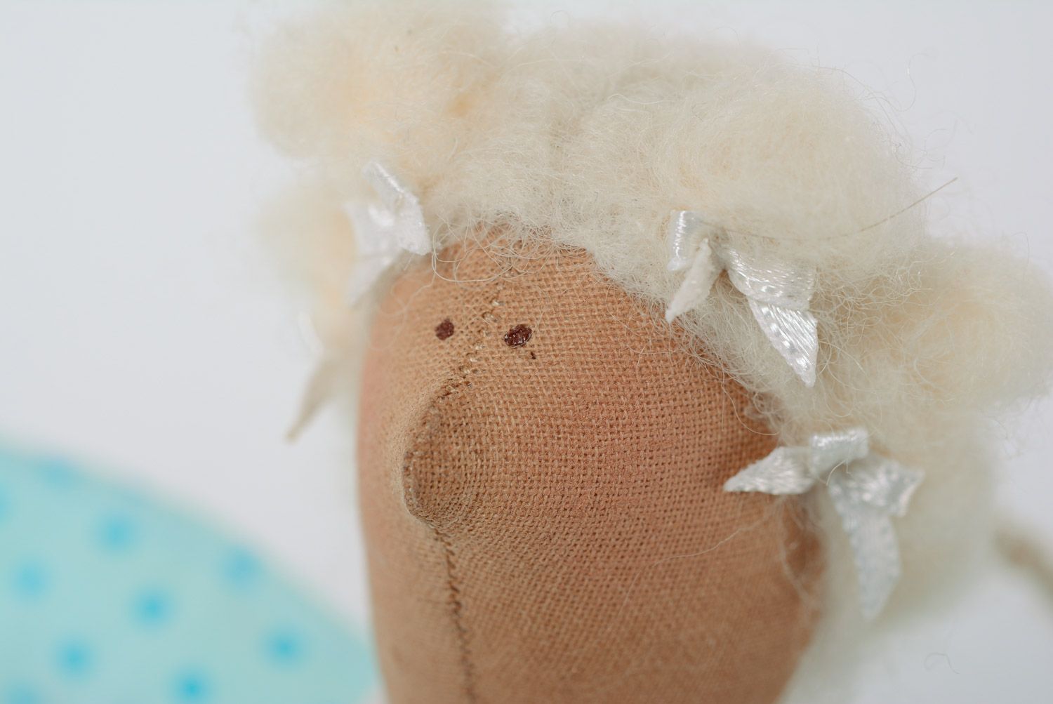Handmade designer soft toy sewn of felt and fleece Fairy for cotton swabs photo 2