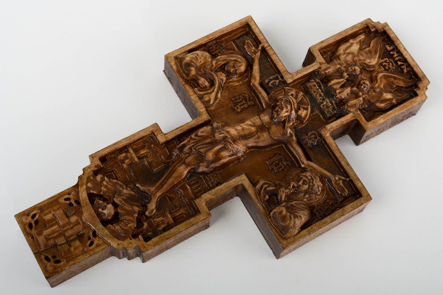 Настенный крест ручной работы крест из дерева резной декоративный крест фото 2