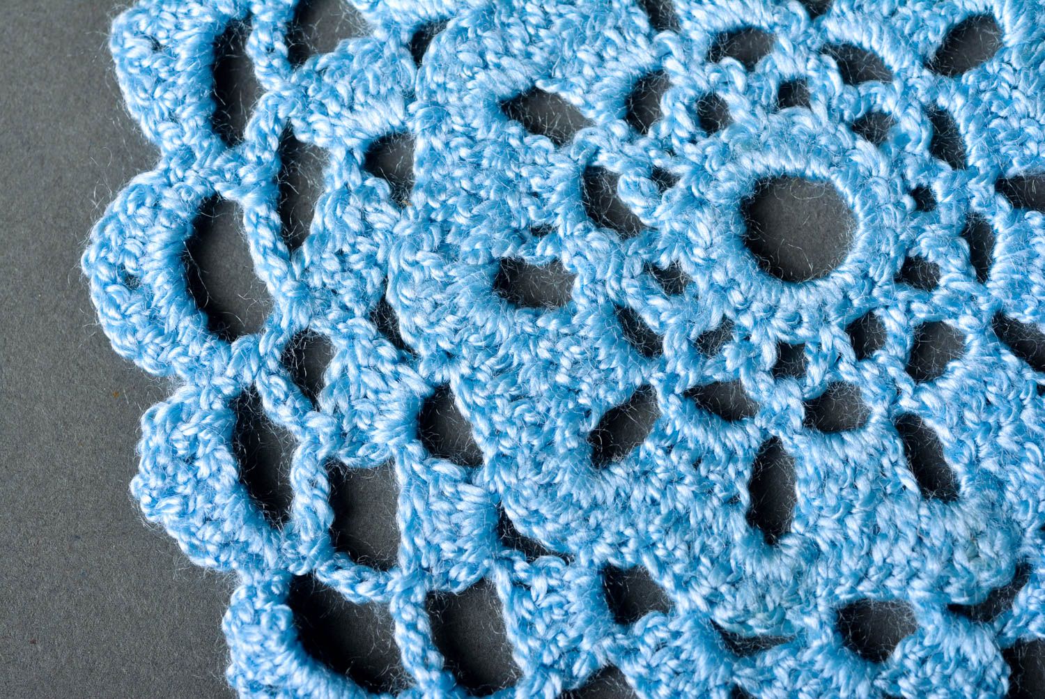 Dessous-de-plat rond fait main Dessous de tasse bleu au crochet Textile cuisine photo 3