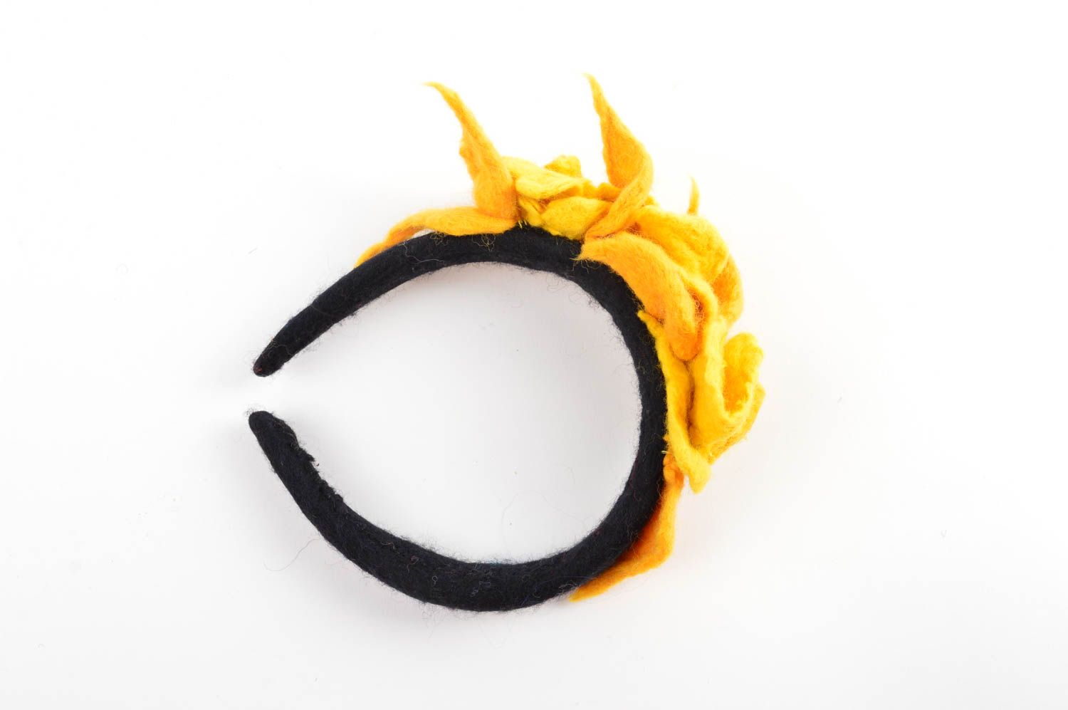Serre-tête fleurs fait main Accessoire cheveux jaune Cadeau original design photo 3
