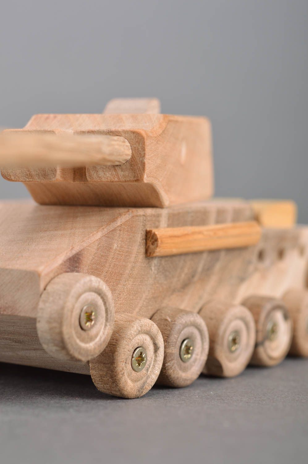 Eco friendly handmade wooden toy car for children over 6 years old Tank photo 4