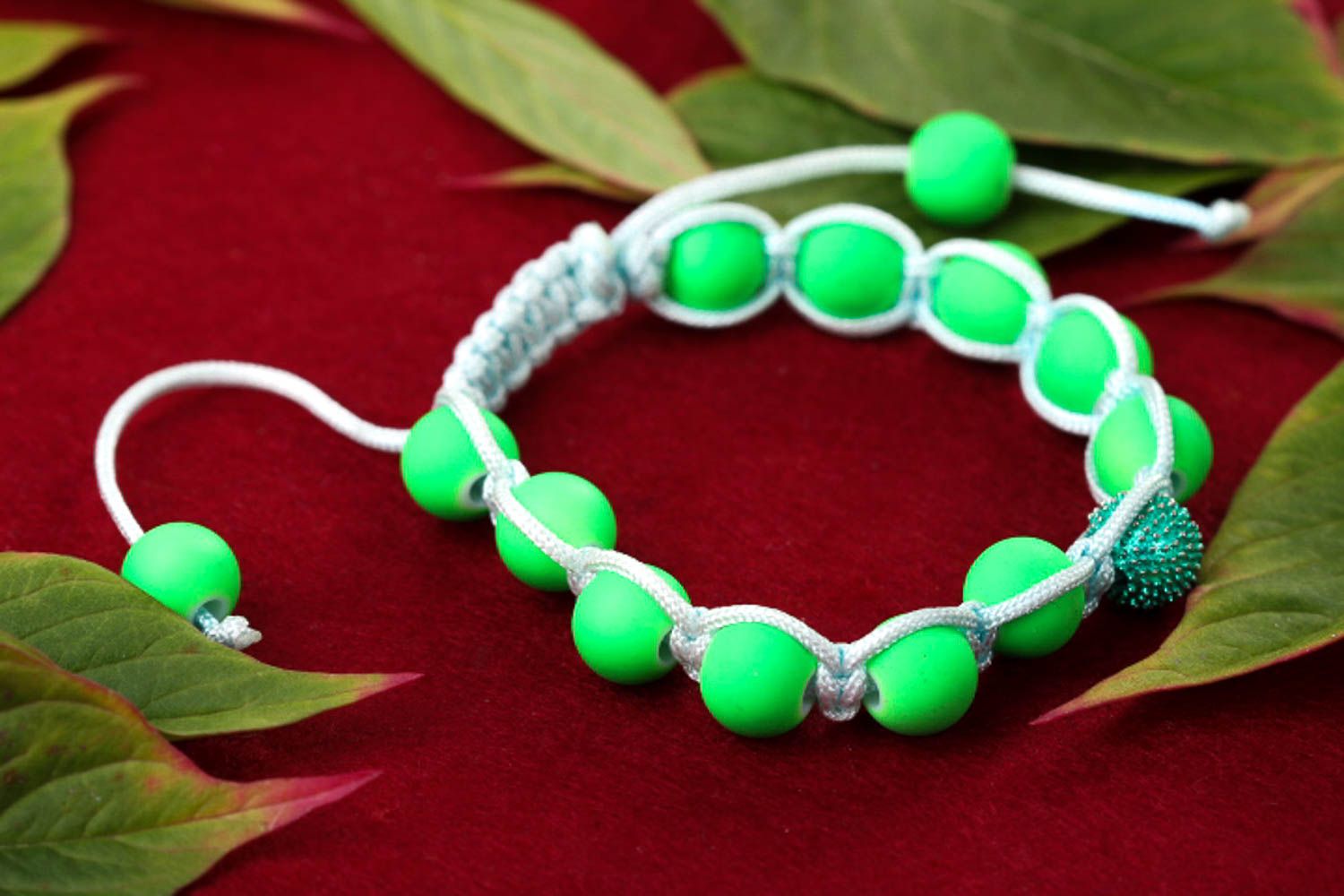 Grünes Perlen Damen Armband Ethno Schmuck Designer Accessoire Handarbeit toll foto 1