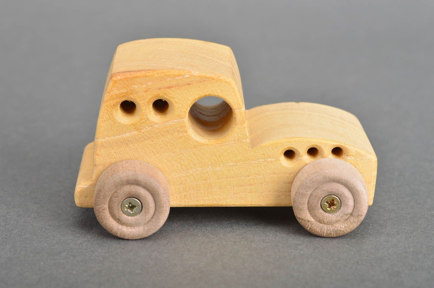 Eco friendly homemade designer children's wooden toy for boy Yellow Car photo 2