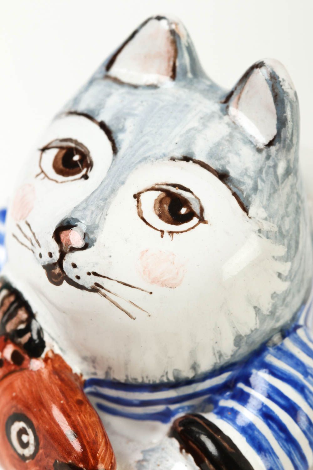 Figur aus Ton handmade Deko ausgefallenes Geschenk Katze Figur Keramik foto 3