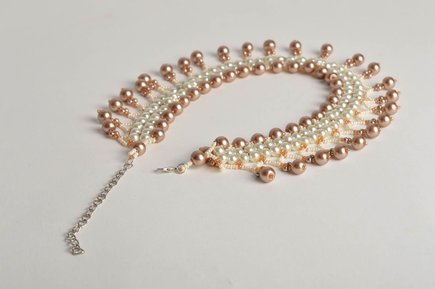 Handmade elegant evening necklace unusual beaded necklace fabulous necklace photo 3