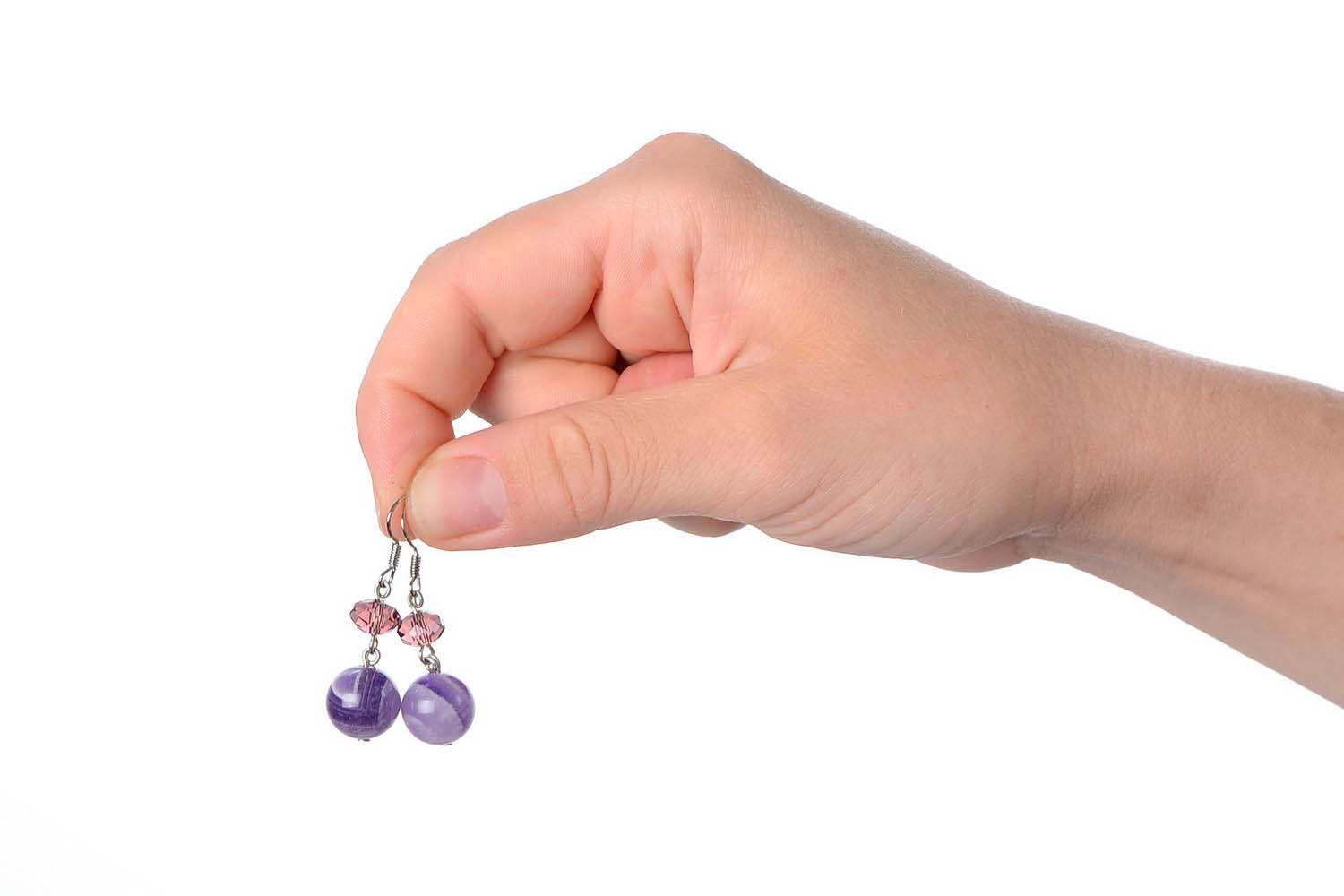 Ball earrings with amethyst photo 3