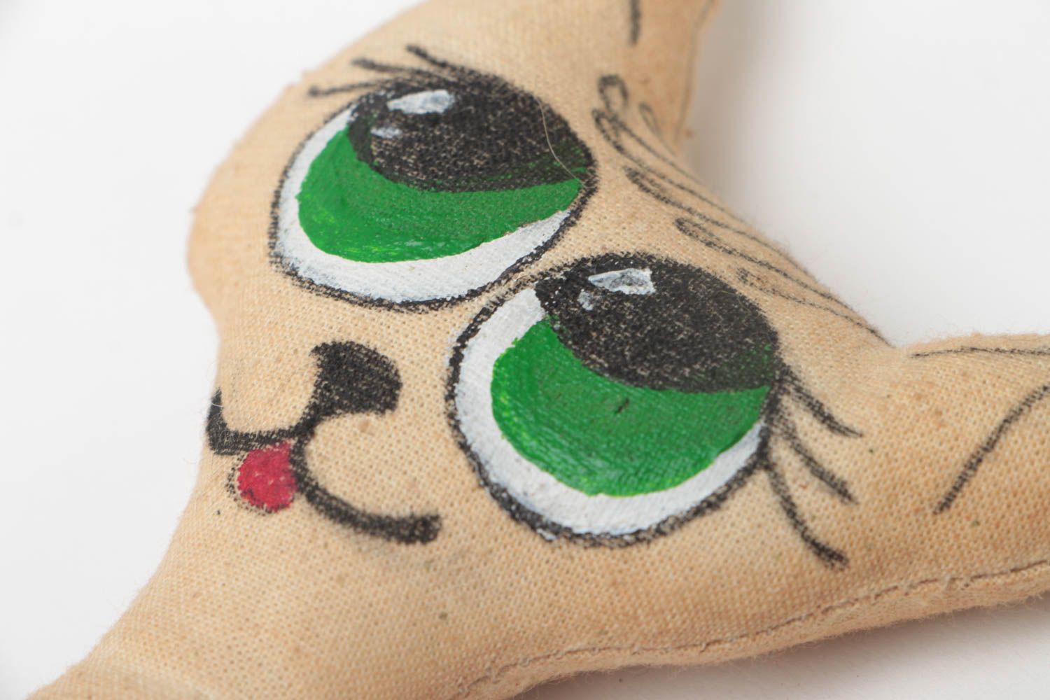 Juguete de peluche artesanal original infantil gata de ojos verdes para casa foto 3