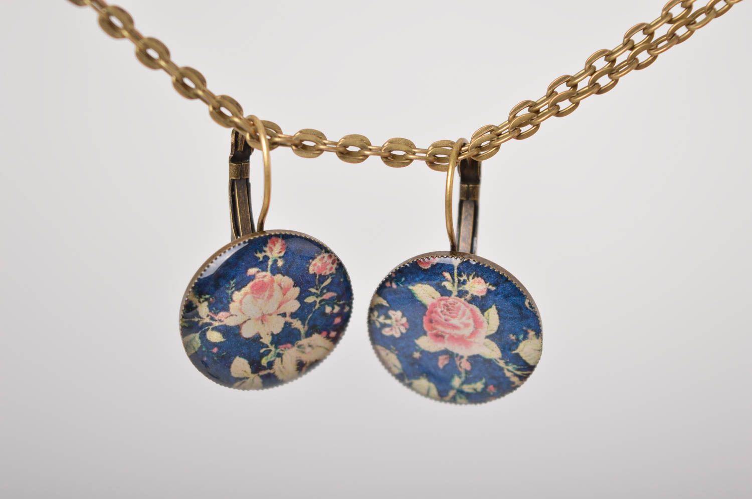 Handmade Blumen Ohrringe Accessoire für Frauen Designer Schmuck mit Prints foto 5