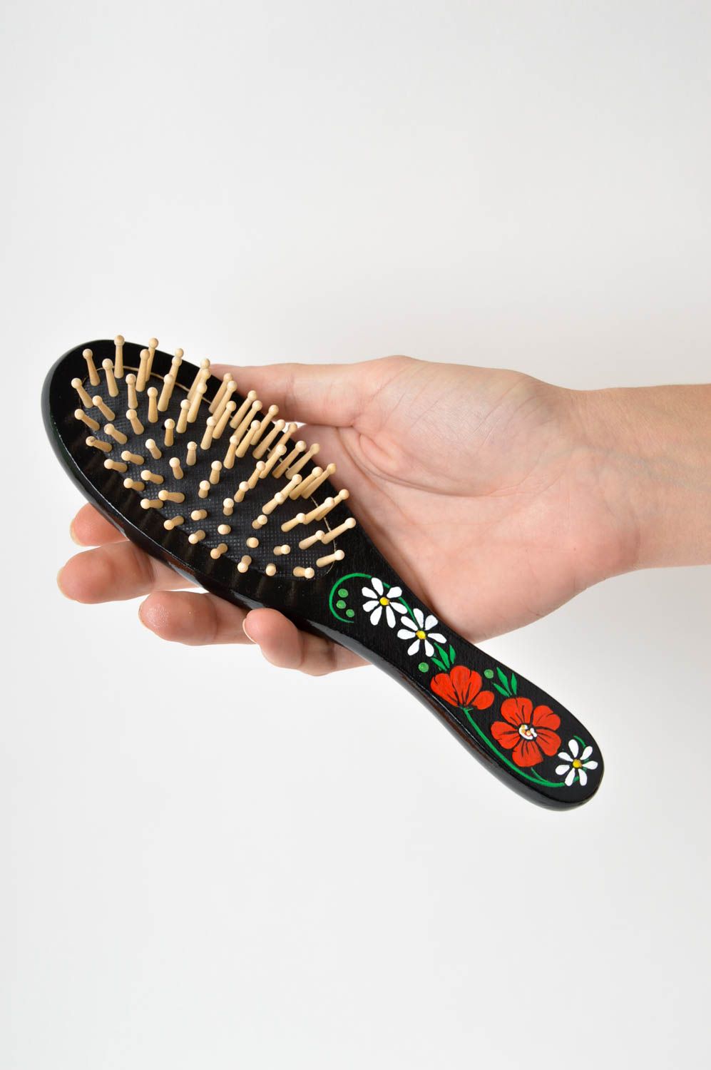 Unusual handmade wooden hairbrush long hair ideas wood craft gifts for her photo 5