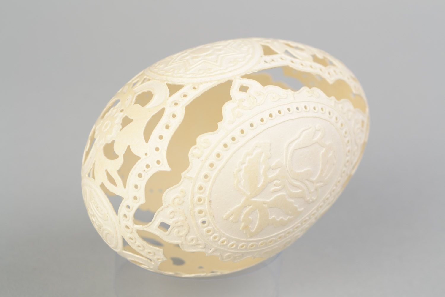Beautiful lacy handmade Easter goose egg for gift vinegar etching photo 4