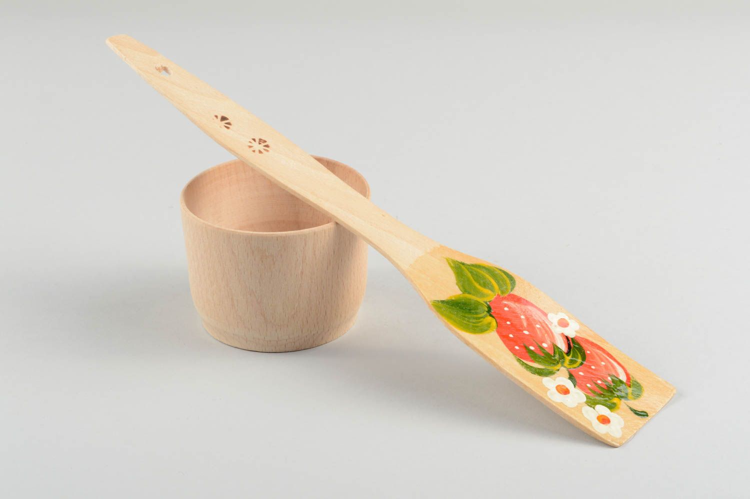 Cuchara espátula de madera hecha a mano utensilio de cocina regalo original foto 2