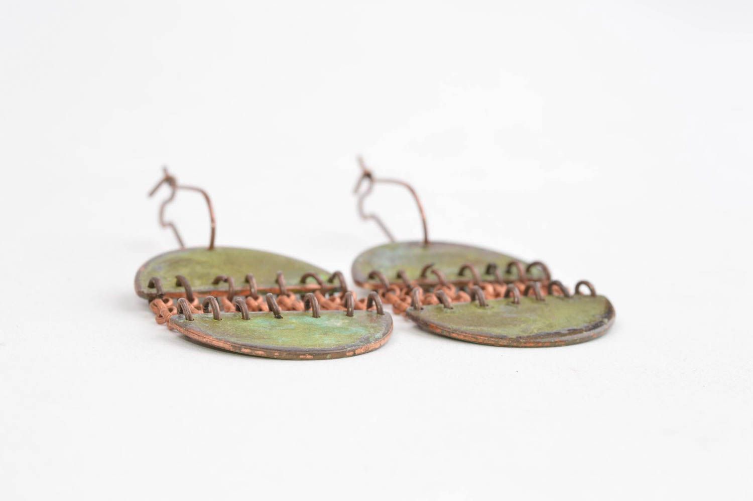 Pendientes artesanales bisutería fina de cobre regalo original para mujeres foto 3