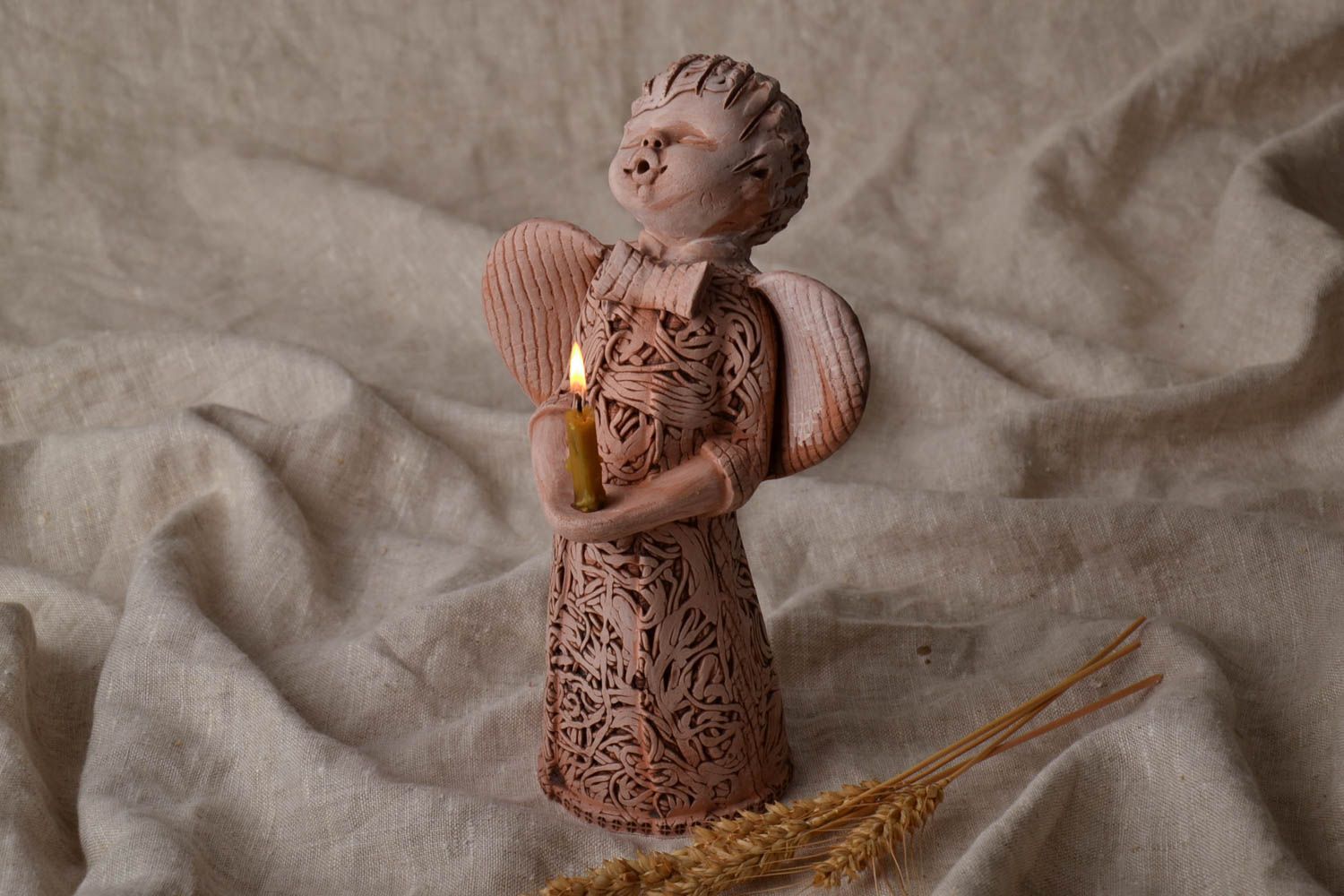 Handmade clay figurine of angel photo 1
