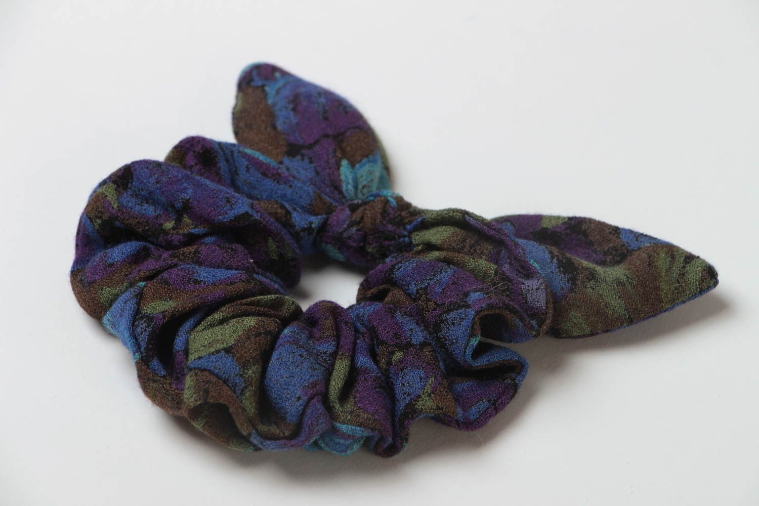 Handmade decorative hair band sewn of fabric with interesting dark pattern  photo 3