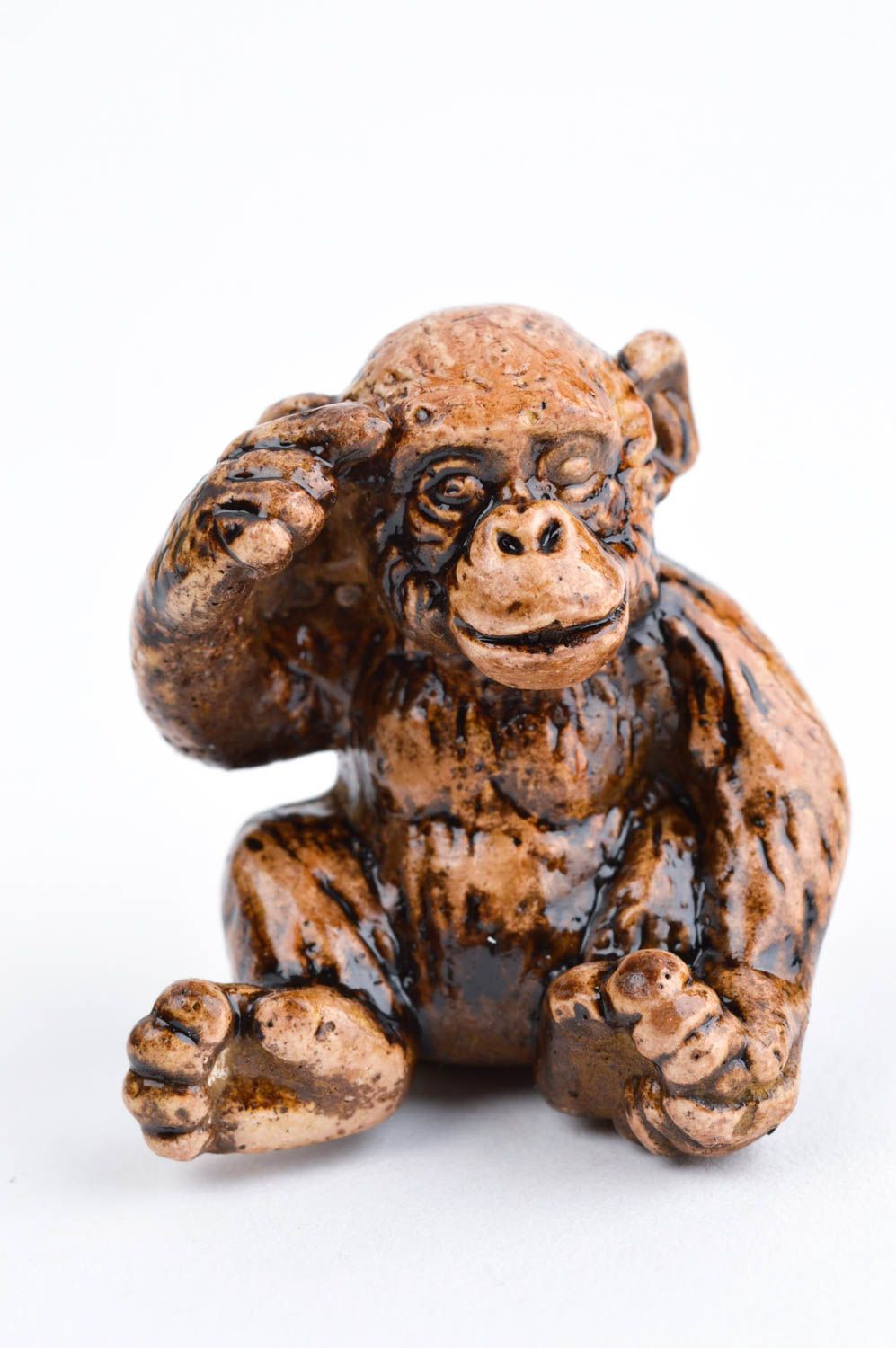 Statuette singe faite main Figurine en plâtre peinte à l'acrylique Déco maison photo 2