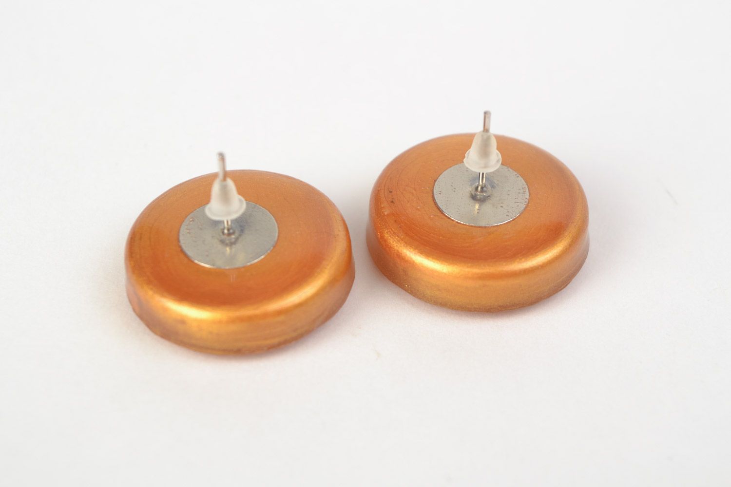 Orange handmade molded jewelry glaze stud earrings for girls photo 4
