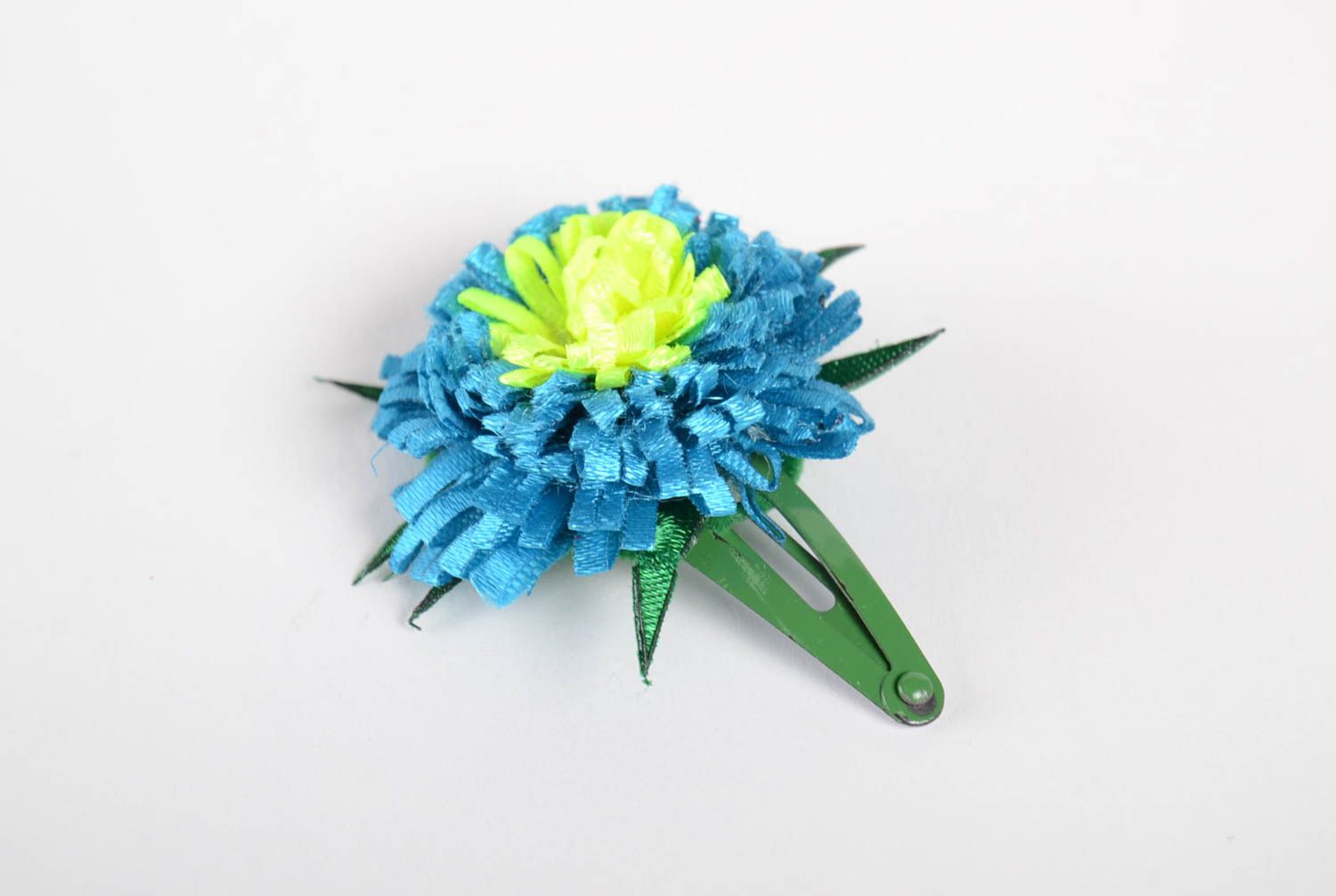 Handmade Haarspange Blume Damen Modeschmuck Accessoire für Haare in Blau Gelb foto 5