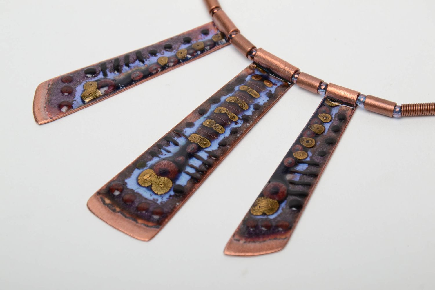 Handmade copper pendant painted with enamels photo 4