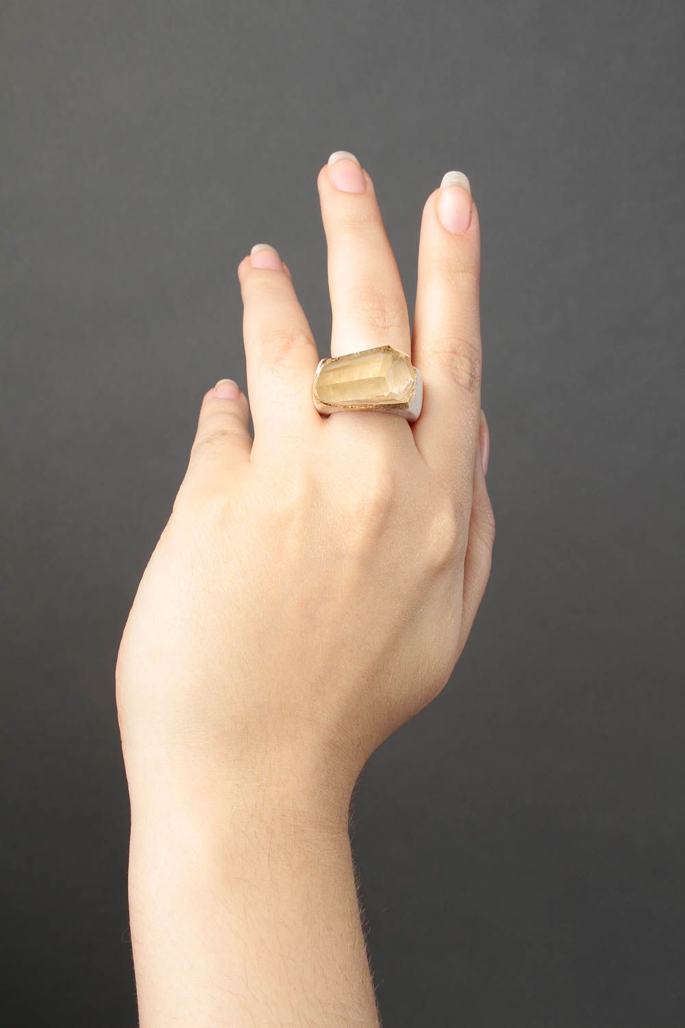 Кольцо ручной работы украшение из полимерной глины украшение кольцо с цитрином фото 1