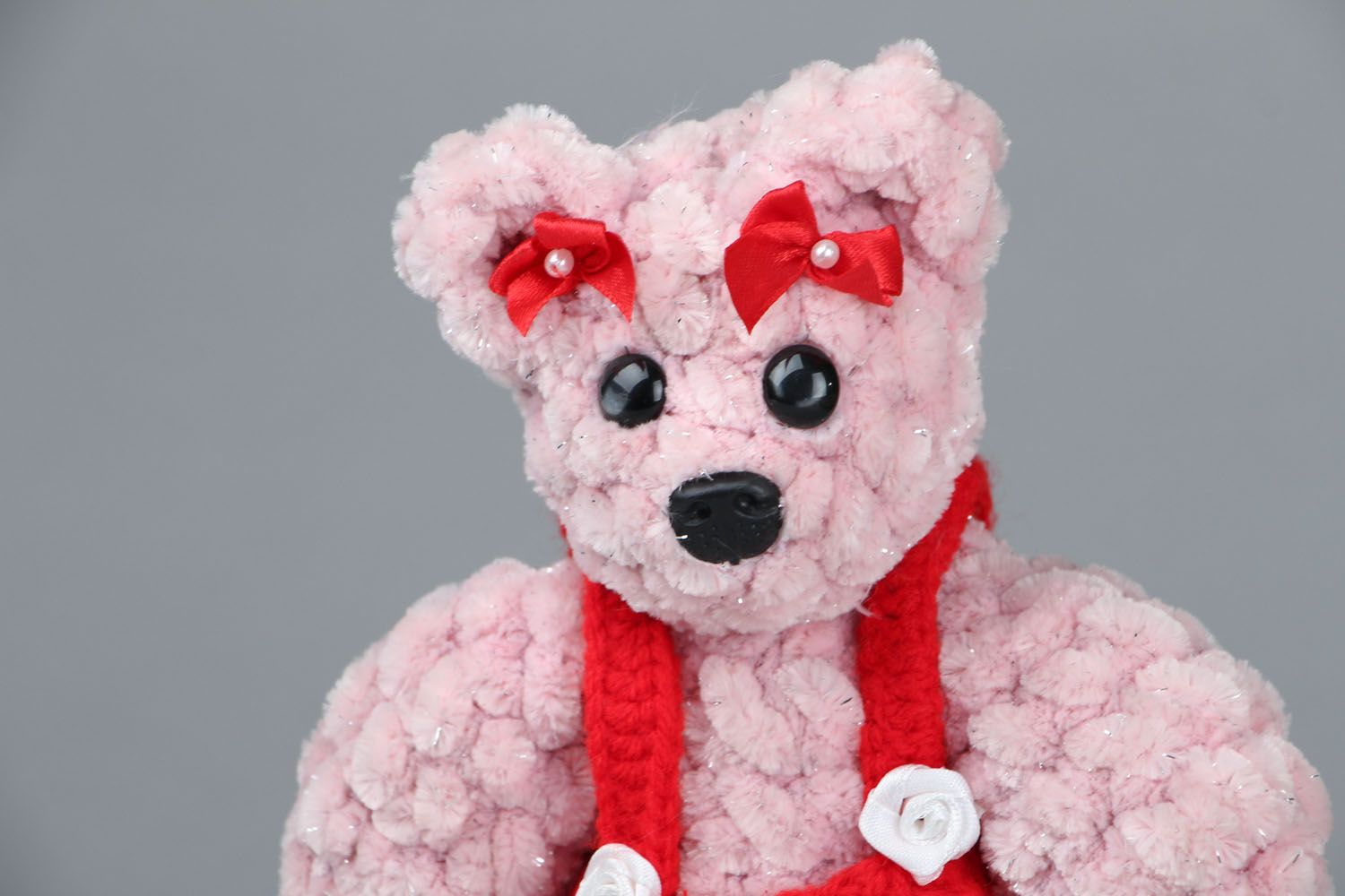 Crocheted soft toy Pink Bear photo 2