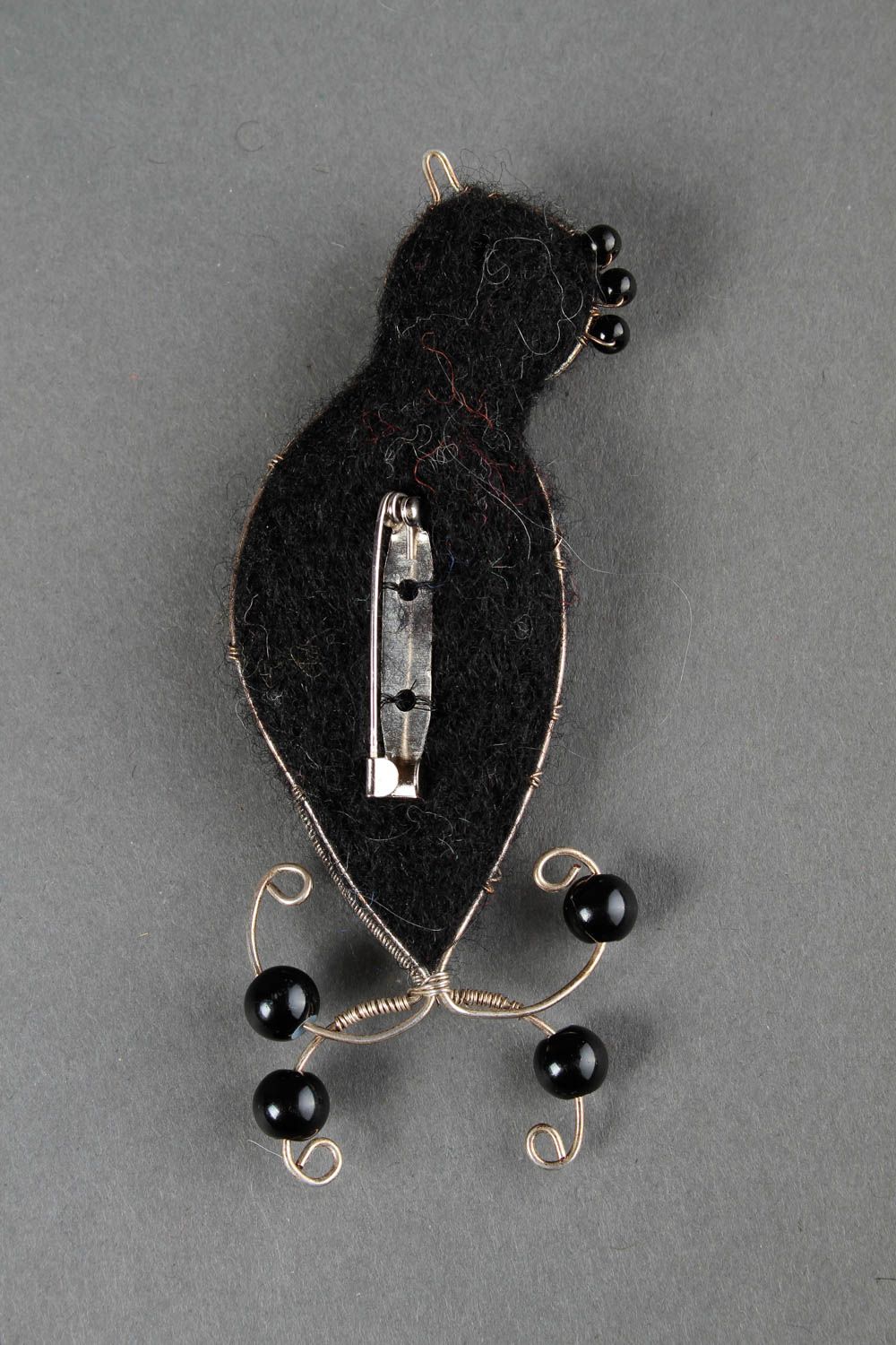 Broche de fieltro bisutería artesanal accesorio de moda pájaro negro bonito foto 3