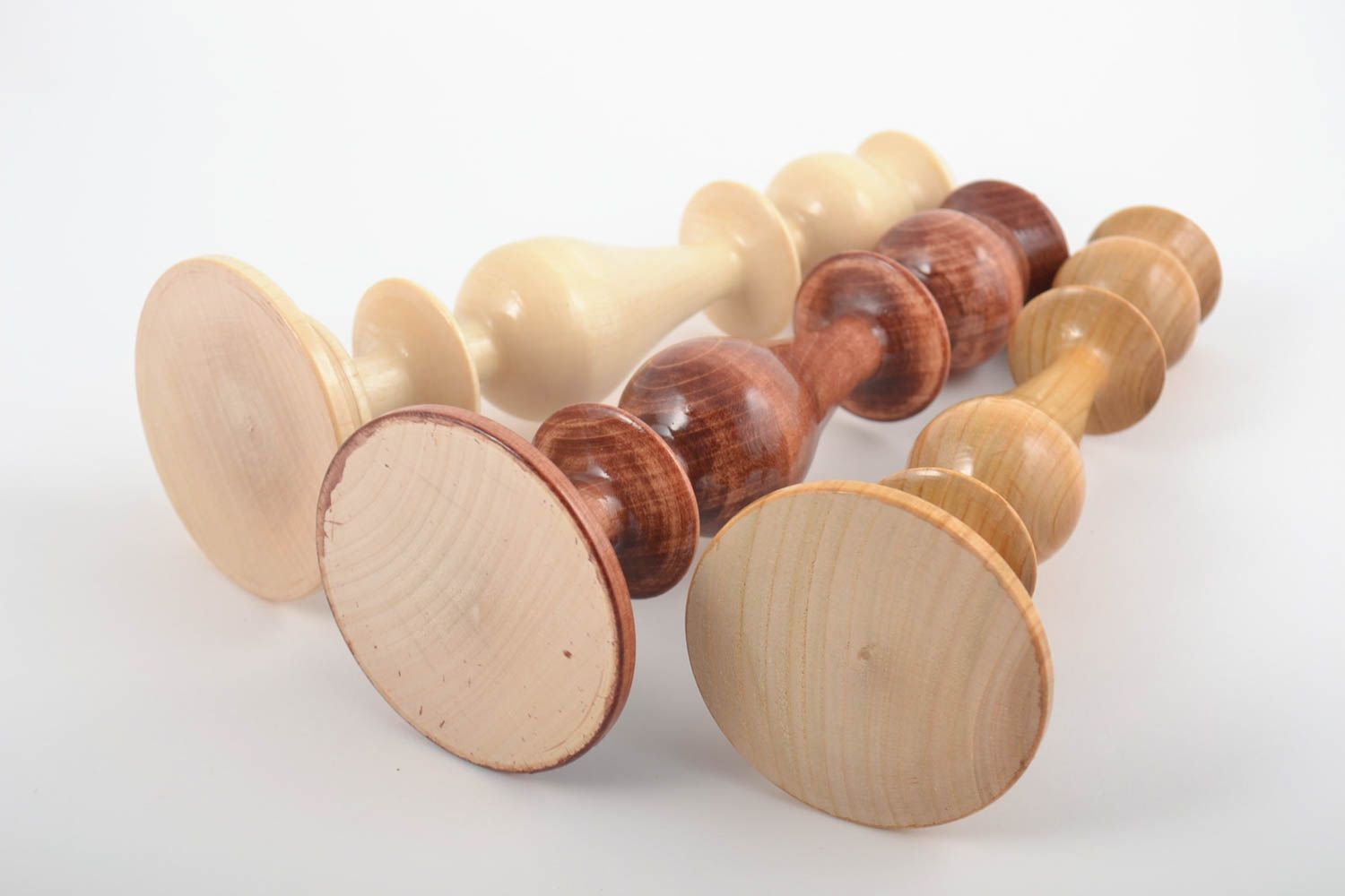 Bougeoirs en bois faits main 3 pièces laqués pour une seule bougie artisanaux photo 3