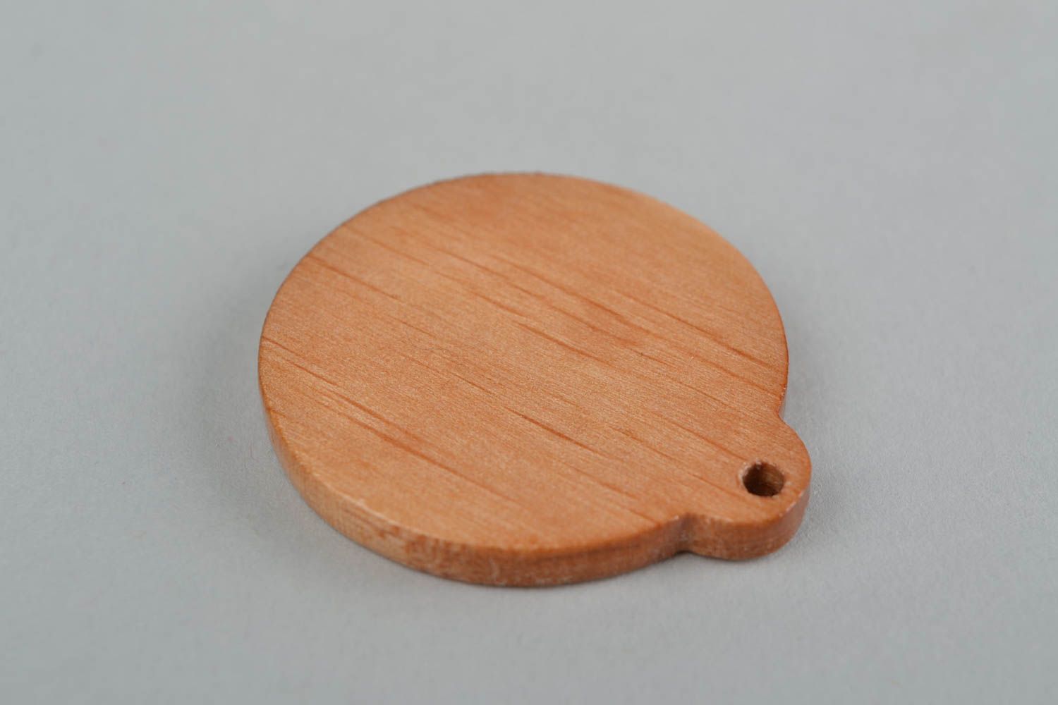 Handmade small round natural wood varnished carved Slavic amulet pendant Belobog photo 5