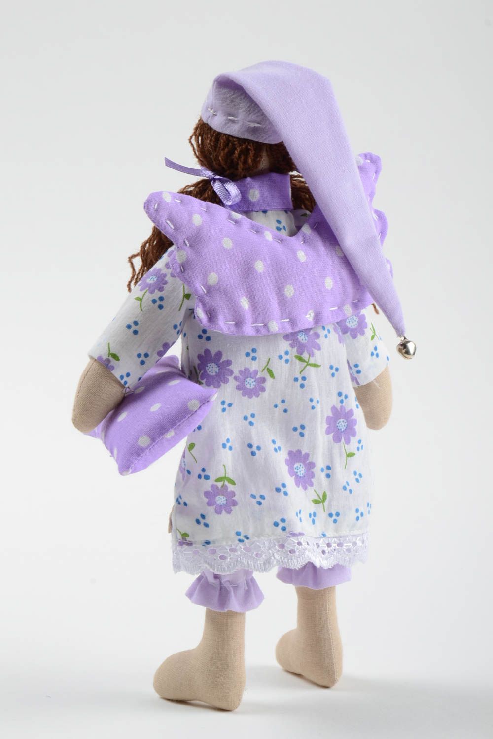 Авторская тканевая кукла из хлопка хэнд мэйд мягкая игрушка Ангел в сиреневом фото 4