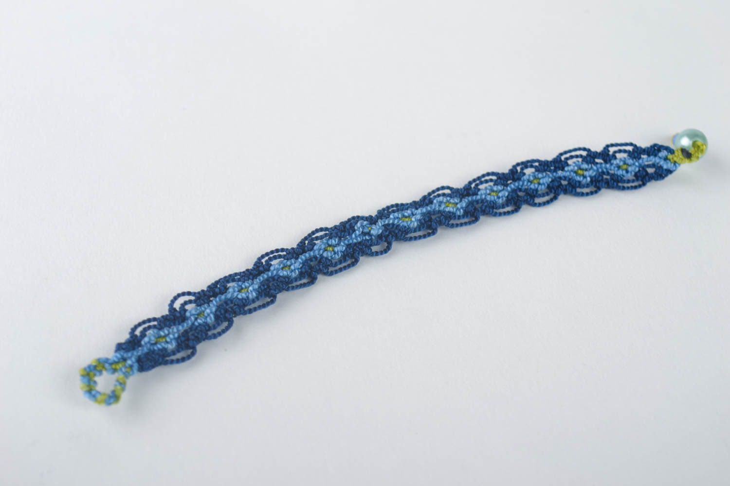 Синий браслет ручной работы дизайнерское украшение браслет на руку широкий фото 4