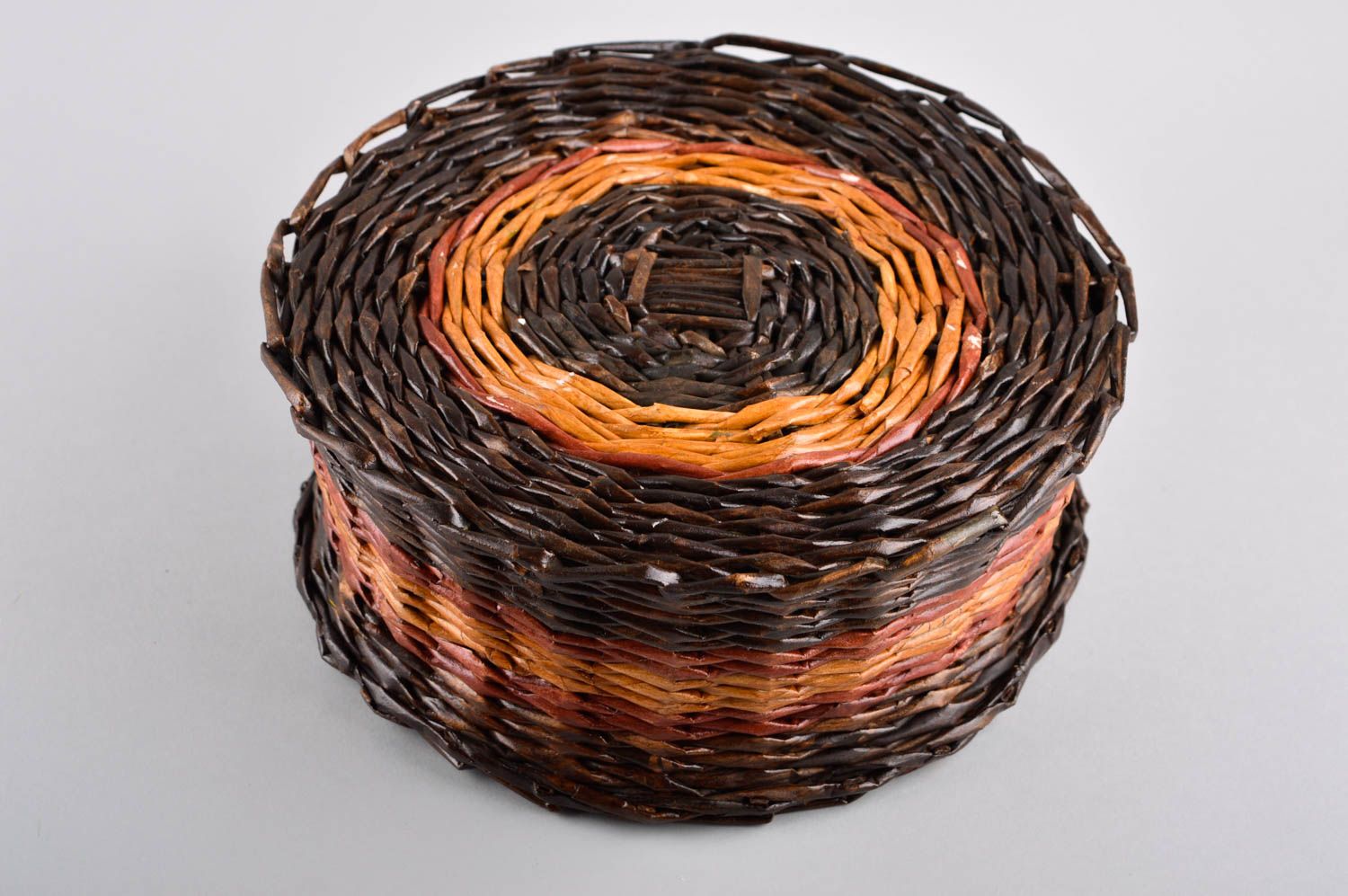Handmade paper tube basket woven basket for home interior decor wicker basket photo 5