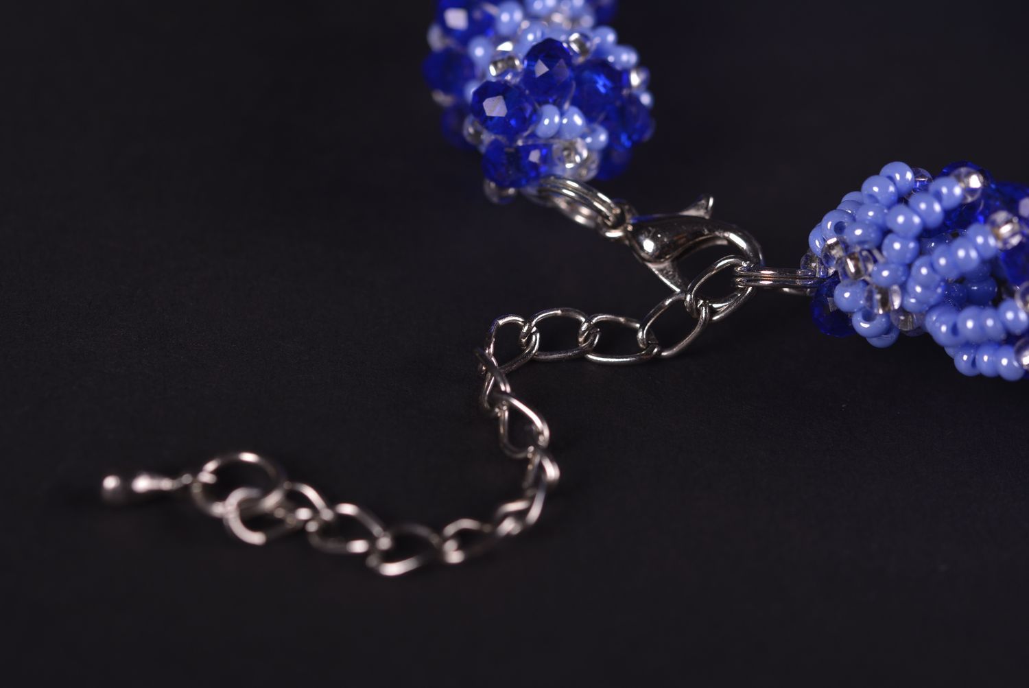 Браслет из бисера ручной работы модный браслет украшение из бисера в синих тонах фото 5