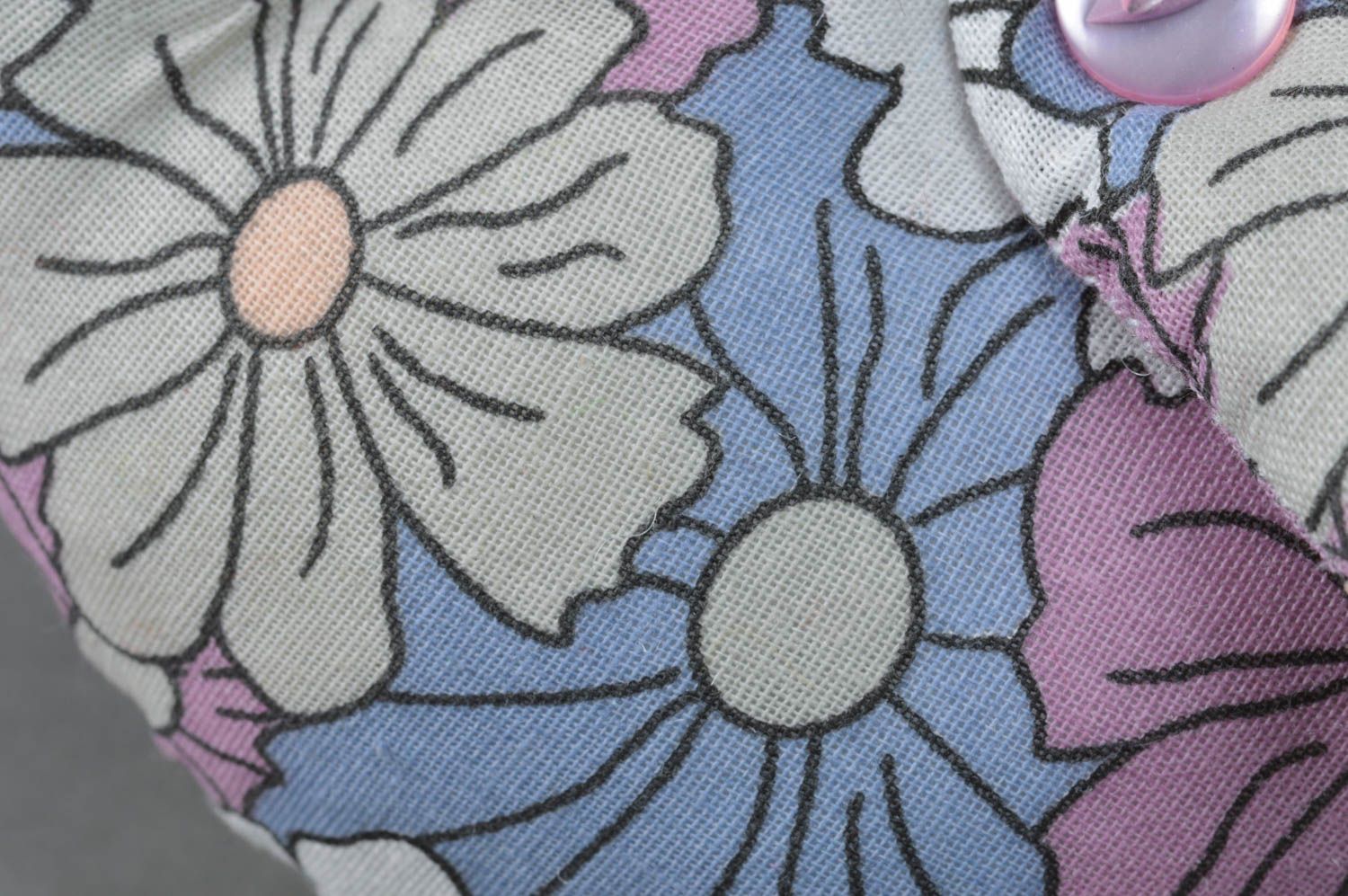 Peluche chat en tissu de coton à fleurs faite main décorative originale photo 3