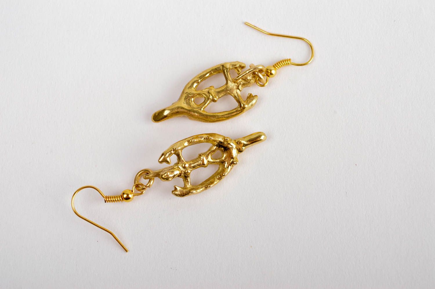 Lange Ohrhänger handmade Metall Schmuck Ohrringe für Damen künstlerisch schön foto 5