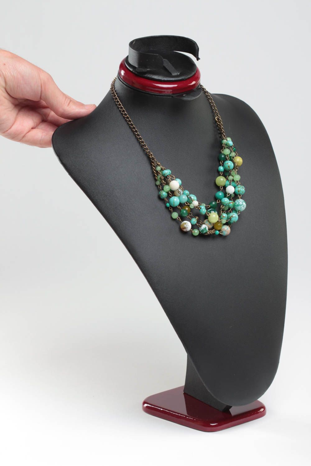 Collier en pierres naturelles Bijou fait main agate turquoise Accessoire femme photo 5