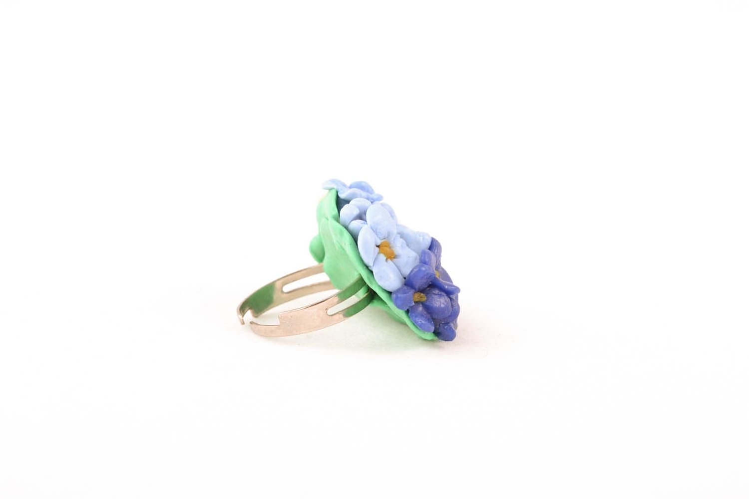 Schmuck Ring mit Blumen aus Polymerton foto 3