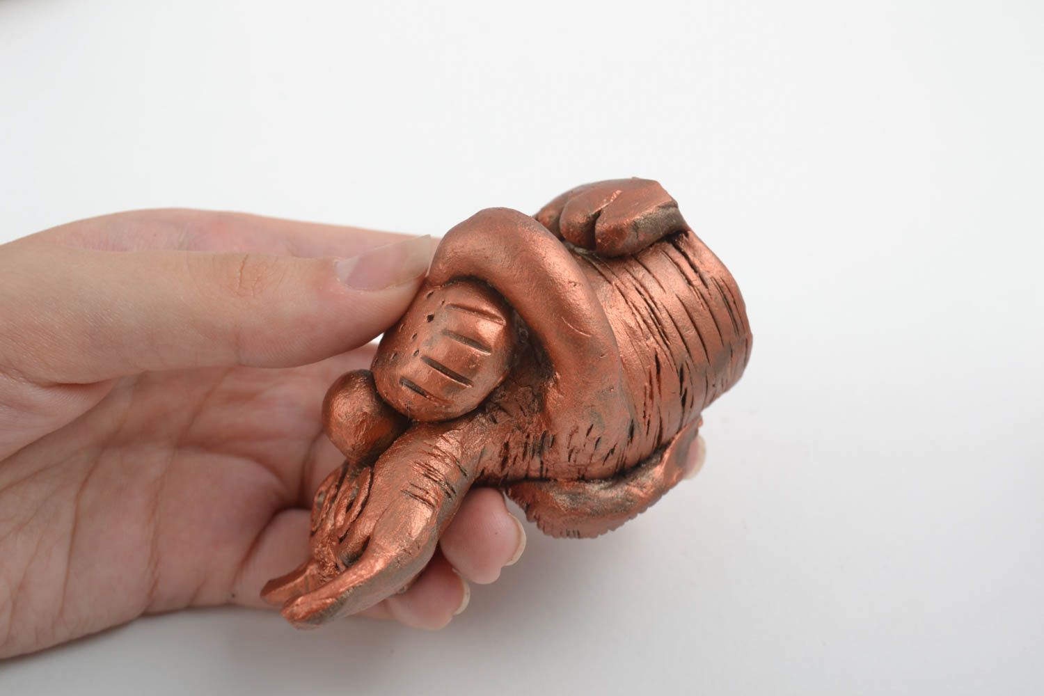 Unusual handmade clay figurine cat ceramic statuette the living room photo 5