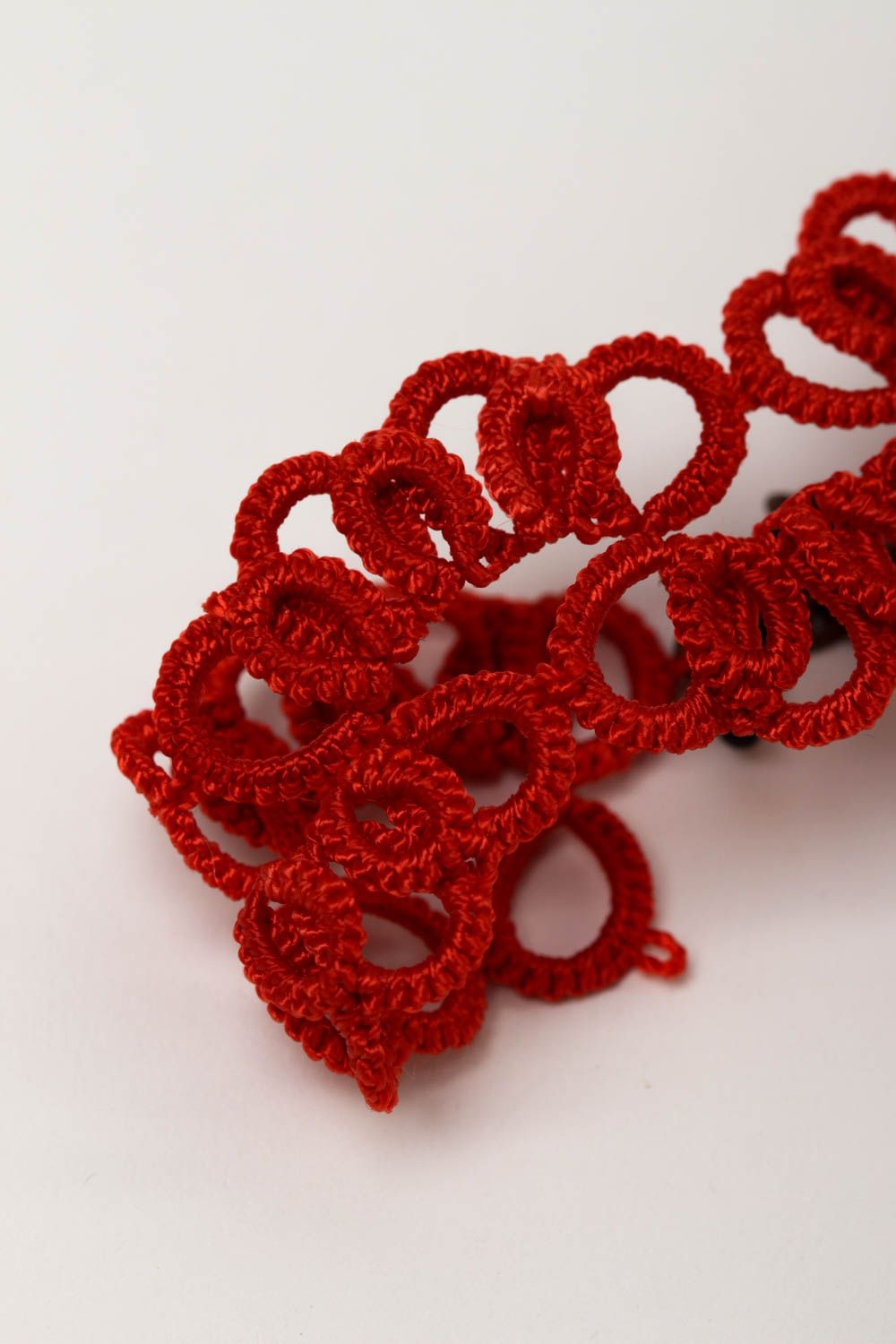 Red handmade textile bracelet woven bracelet designs accessories for girls  photo 4