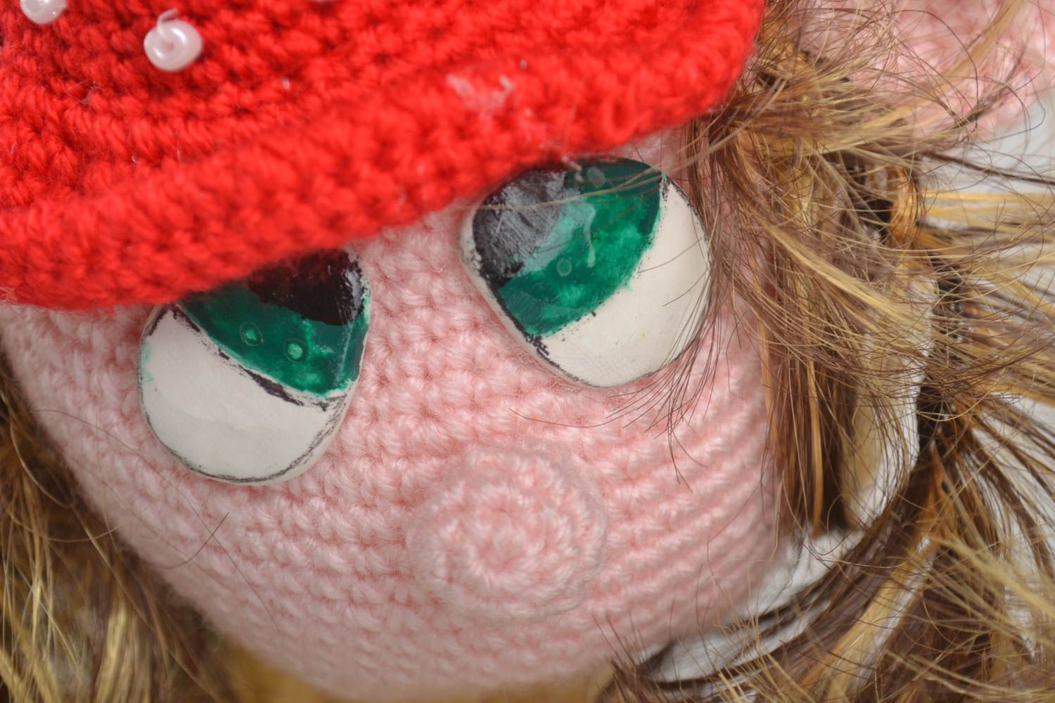 Jouet tricoté Peluche faite main Cadeau enfant original forme de fille-troll photo 4