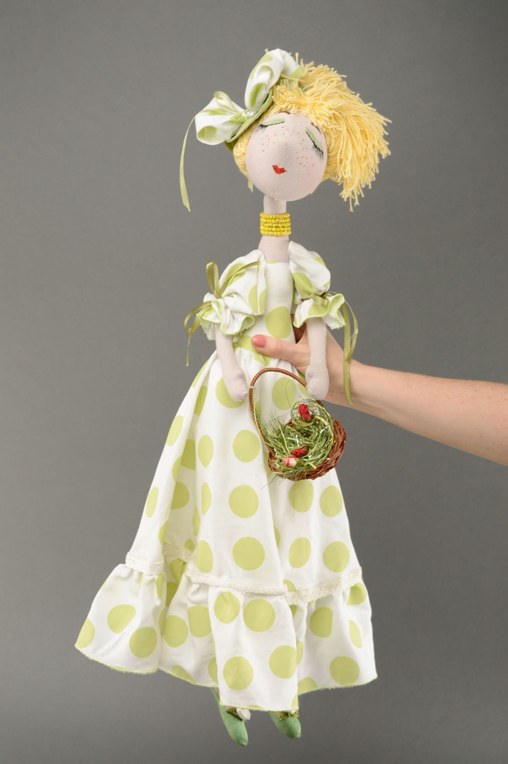 Handmade designer doll sewn of fabric photo 3