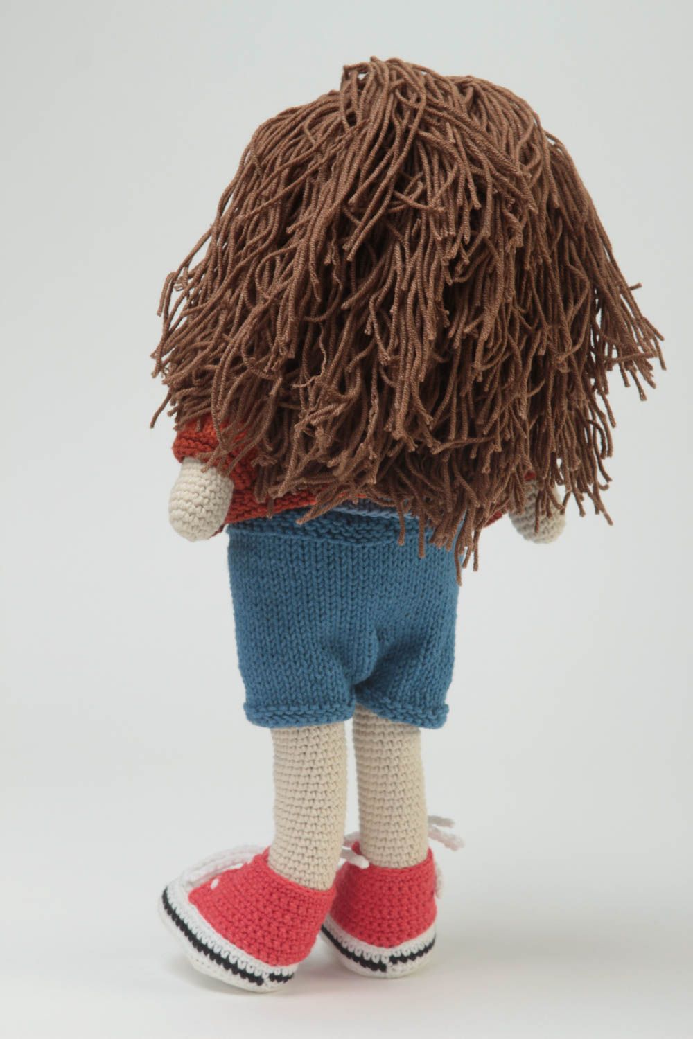 Muñeca para niñas artesanal regalo original juguete tejido de hilos de algodón foto 4