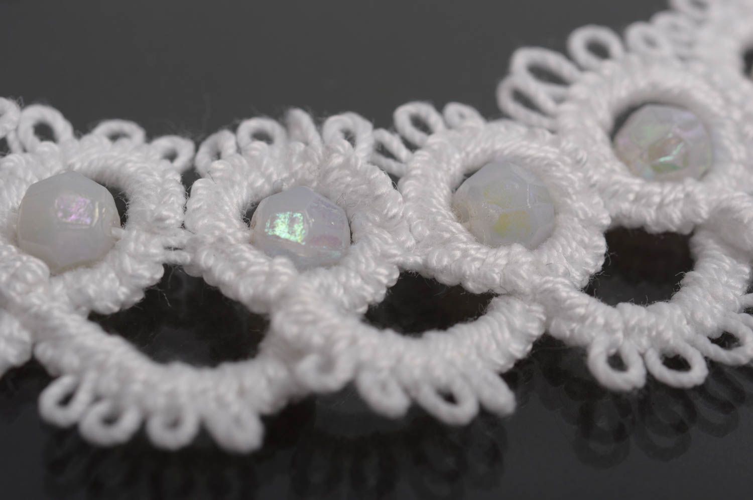 Ожерелье из ниток украшения ручной работы вязаные серьги набор вязаных украшений фото 2