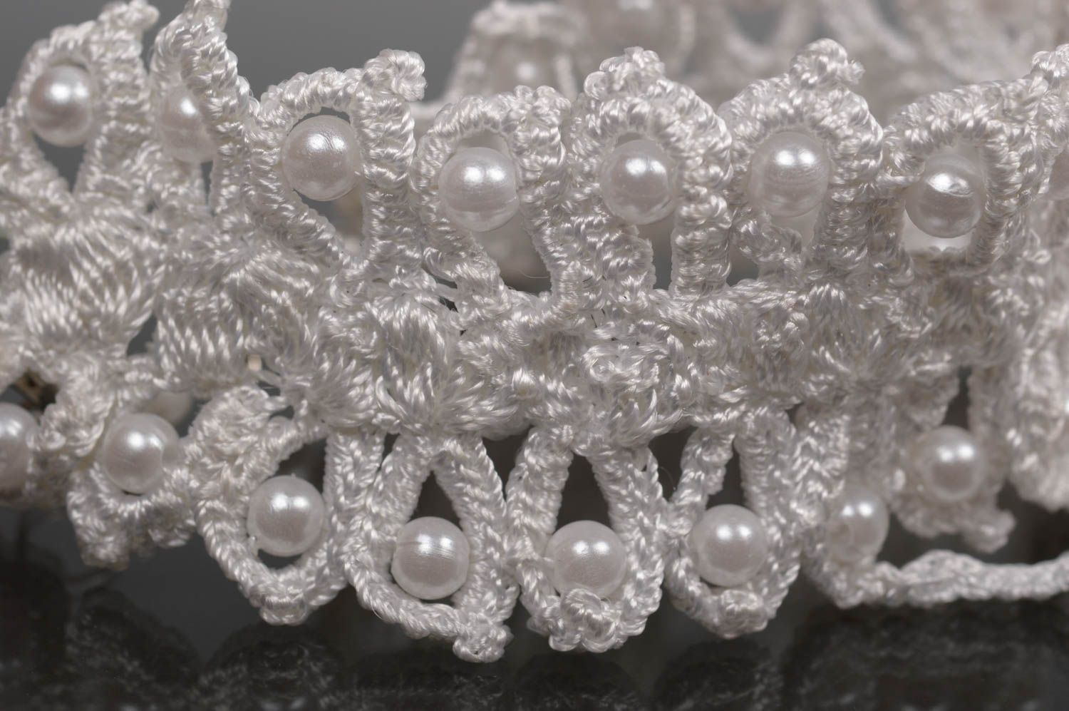 Handmade jewelry set crochet necklace 2 crochet bracelets wedding accessories photo 3
