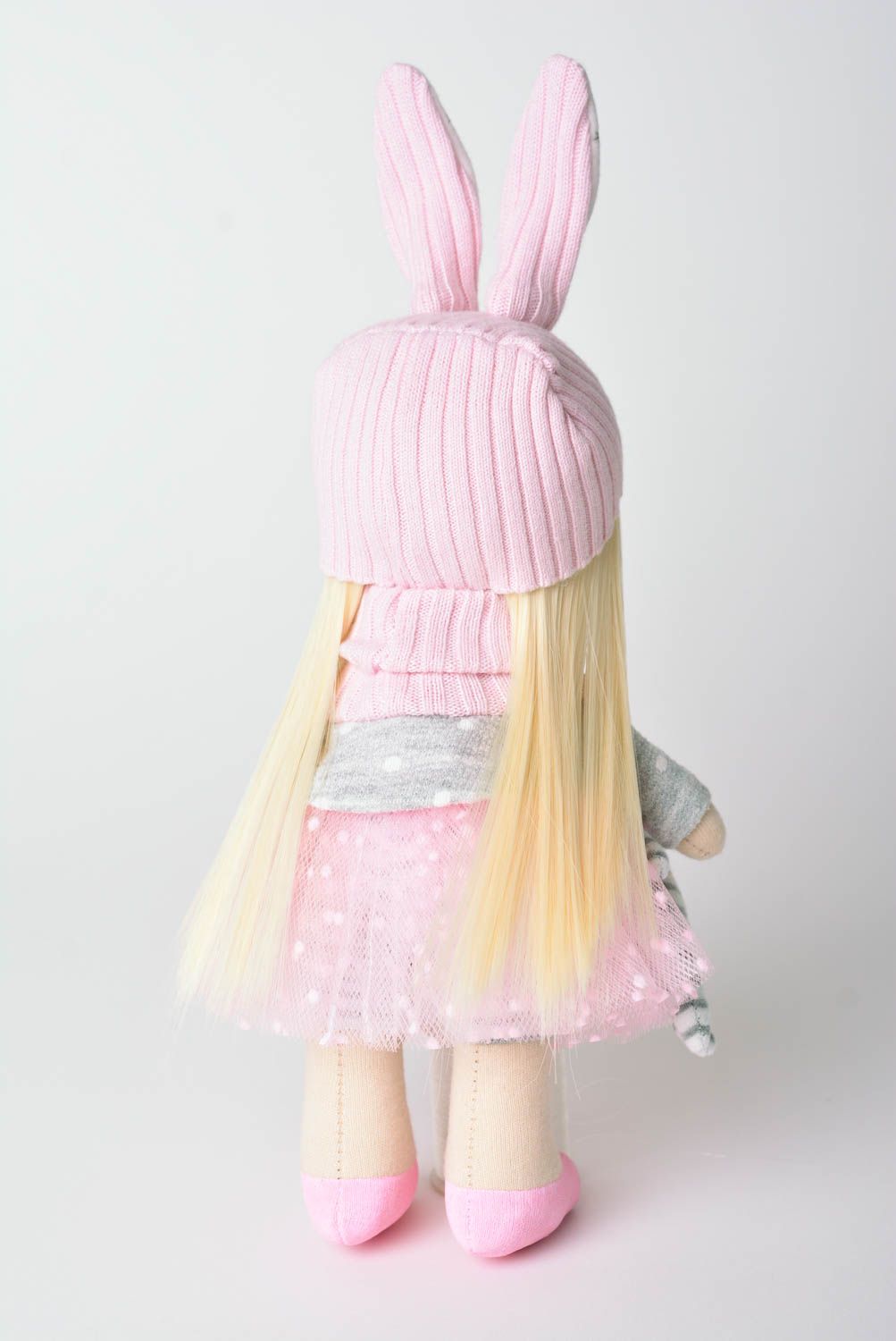Puppe handgemacht Stoff Puppe Geschenk Idee schönes Spielzeug Mädchen in Rosa foto 5
