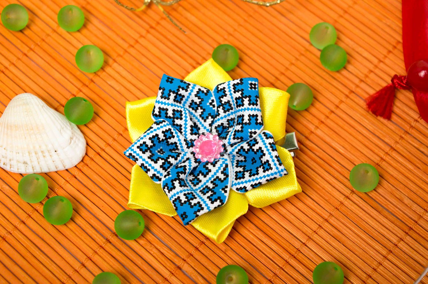 Bright handmade textile hair clip childrens flower barrette fashion trends photo 1