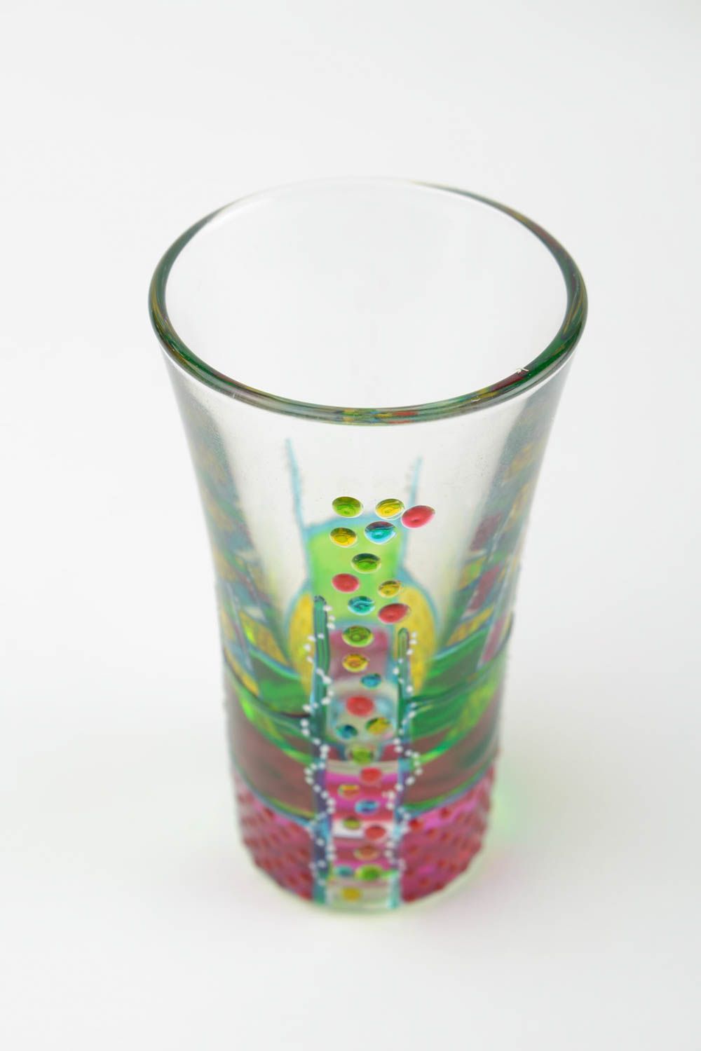 Handmade farbiges Trinkglas mit Bemalung Geschirr Set aus Glas Deko für Küche foto 3