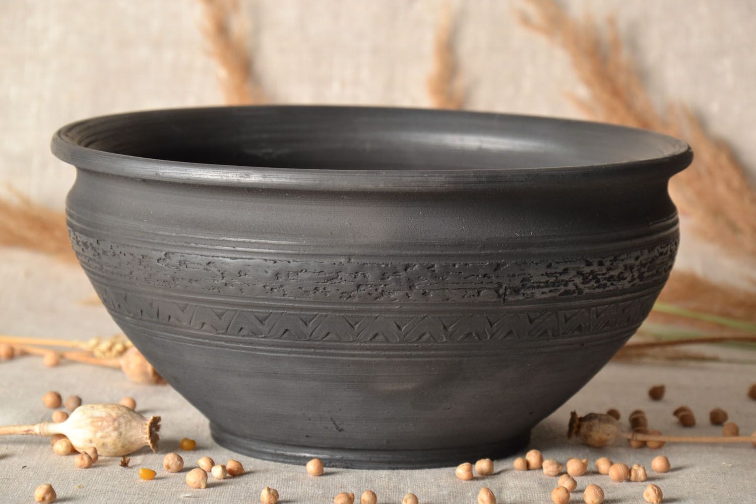 Clay bowl black smoke ceramics photo 1