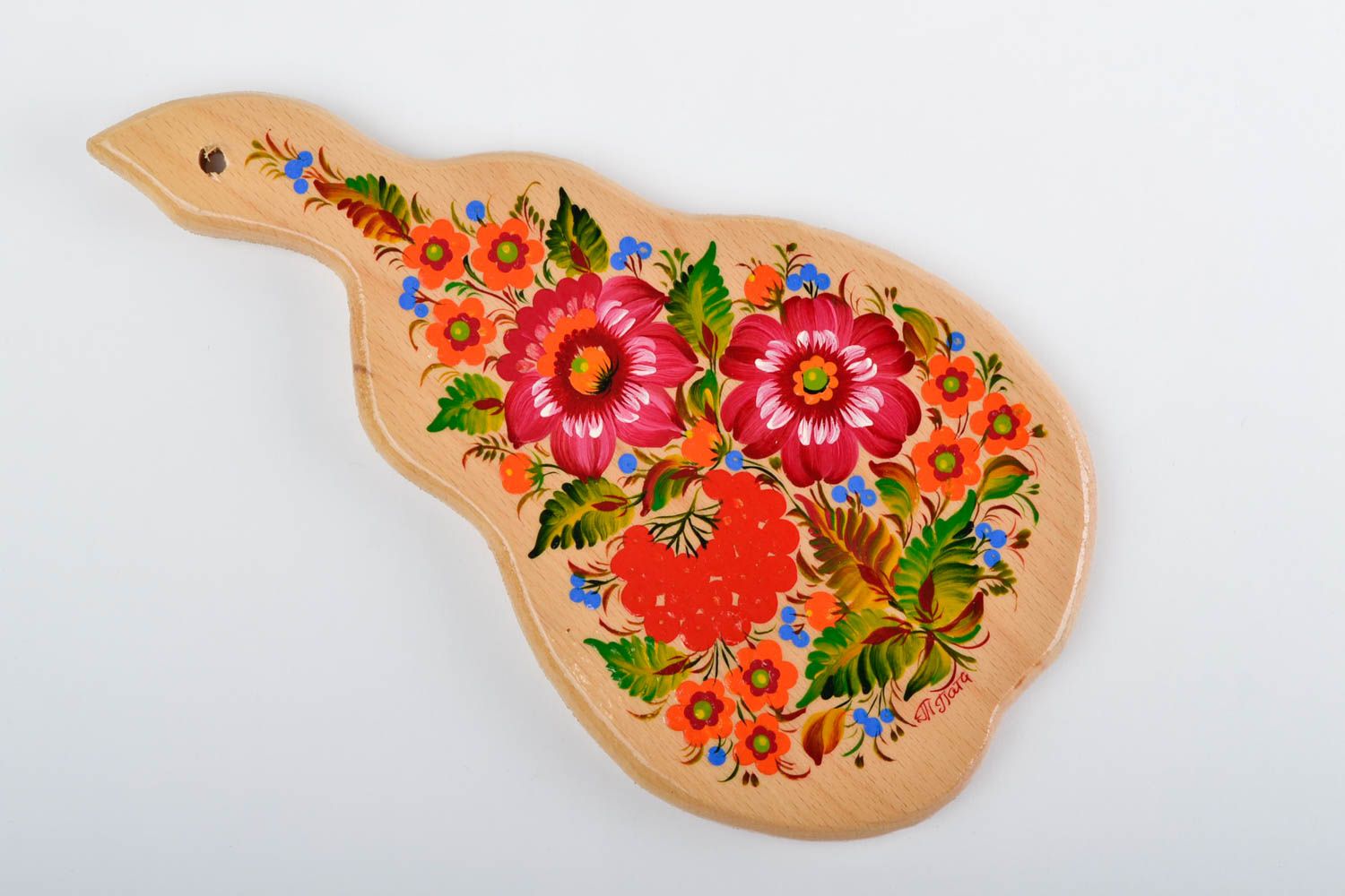 Tabla de cortar hecha a mano con flores decoración de cocina regalo original foto 3