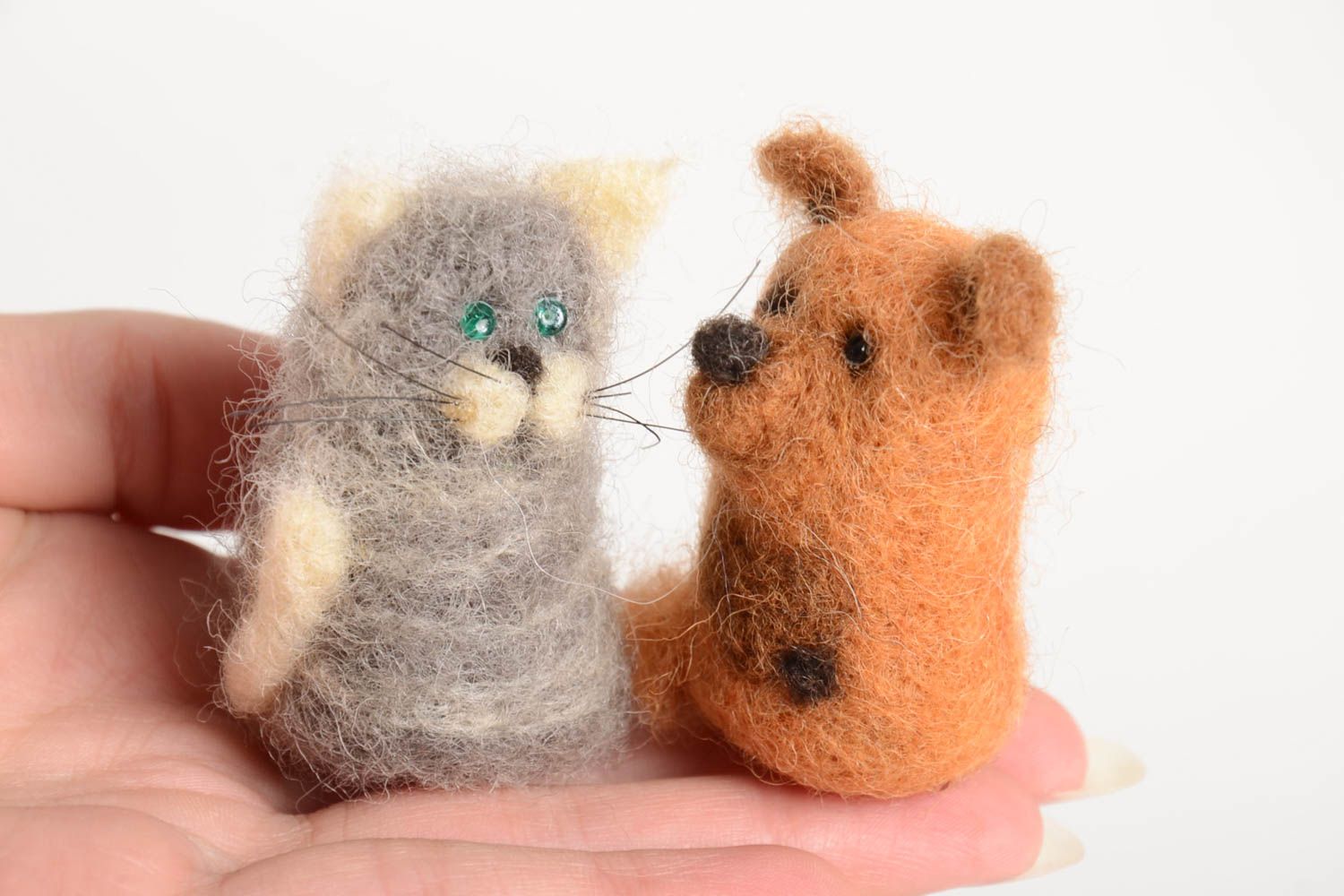 Handmade cute toys 2 pieces felted wool toy cool bedrooms gifts for kids photo 2