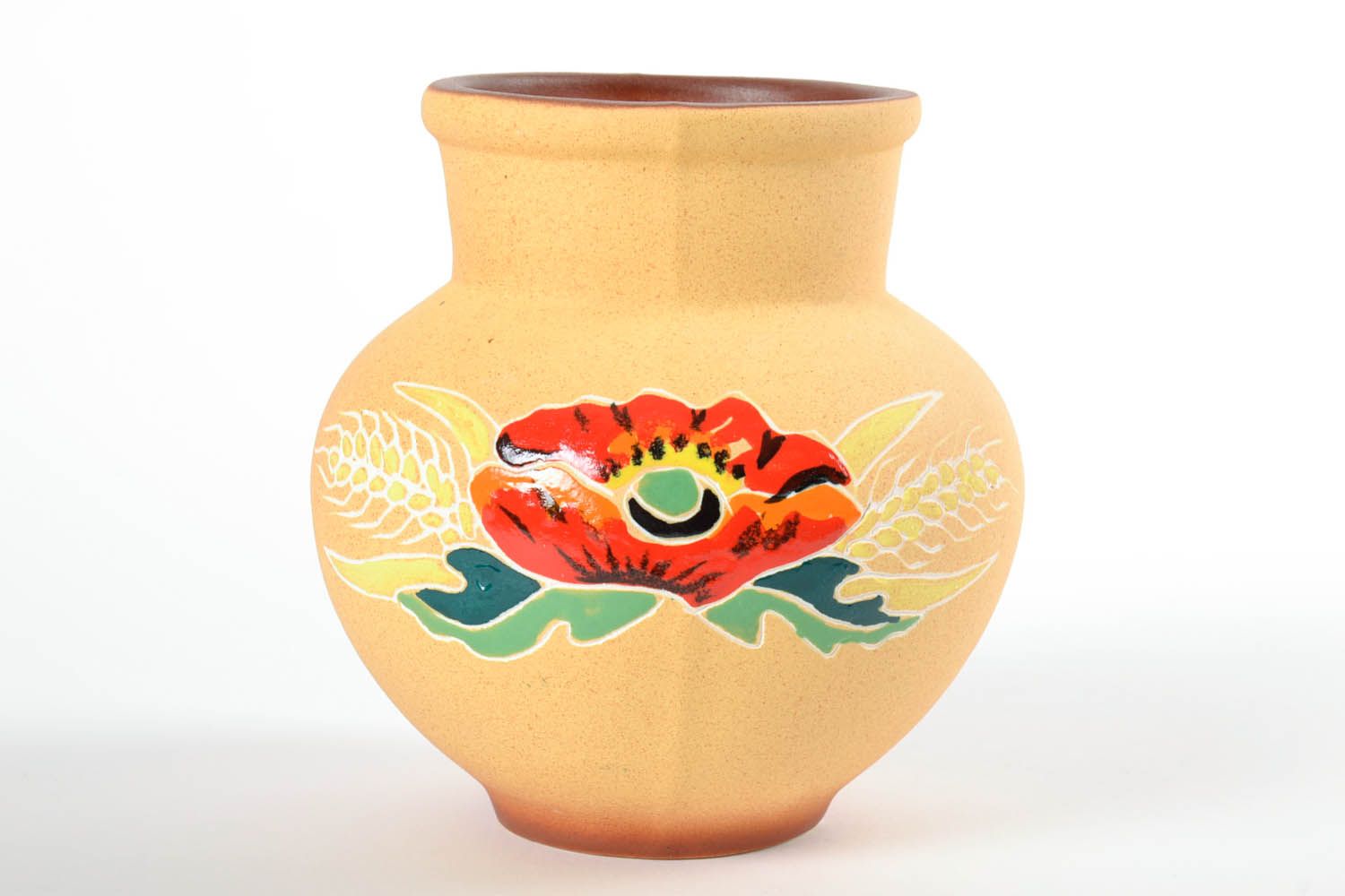 30 oz handmade ceramic milk jug with floral decoration 1,4 lb photo 3